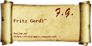 Fritz Gerő névjegykártya